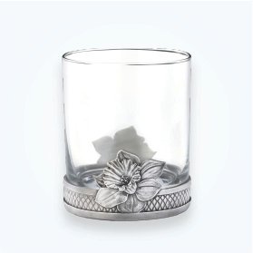 Rocks Glass with Pewter Lily Base