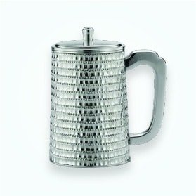 Lidded Pewter Mug with Textured Rings
