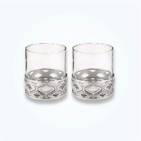 Rocks Glass Pair with Interlocking Lattice Base