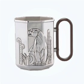 Octagonal Pewter Mug with Panther Relief