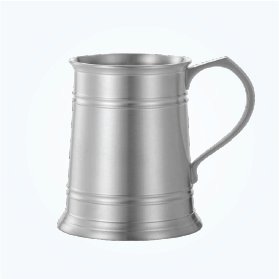 Tall Satin Ringed Pewter Tankard