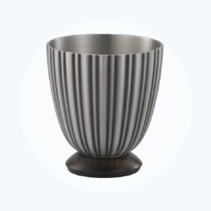 Fluted Pewter Goblet on Wooden Base