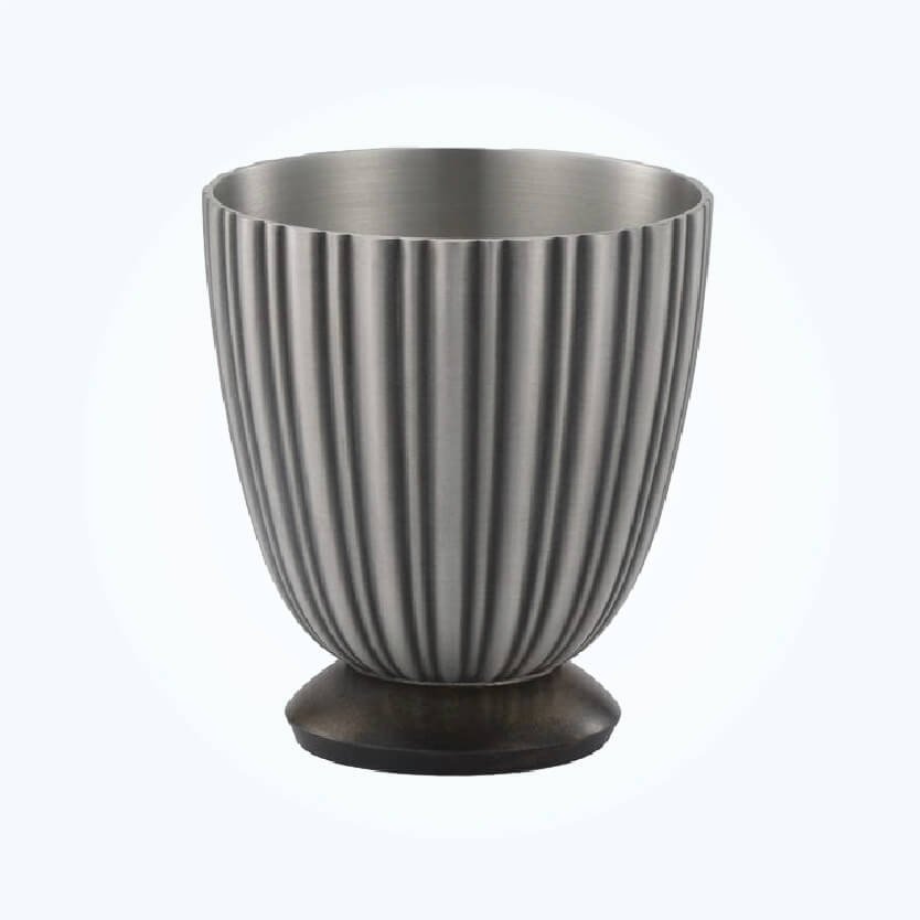 Fluted Pewter Goblet on Wooden Base