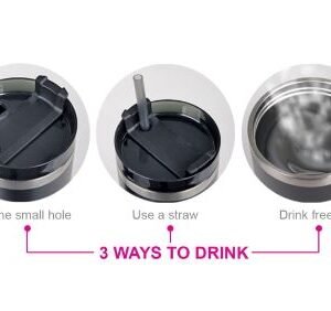 Black Tumbler with Straw and 3-Way Lid
