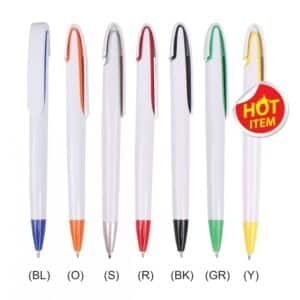 White Click Pen with Colour Clip
