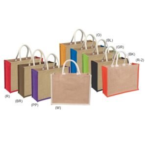 Jute Tote Bag with Colour Side Gussets