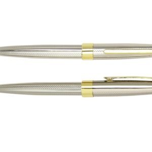 Champagne Silver Ballpoint Pen with Gold Trim