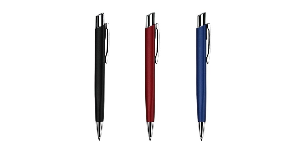 Metal Click Pen in Black Burgundy and Navy
