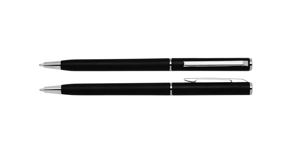 Slim Black Twist Pen with Chrome Clip