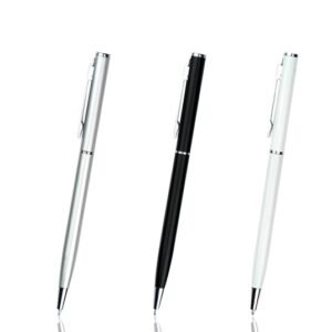Slim Metal Pen in Silver Black and White