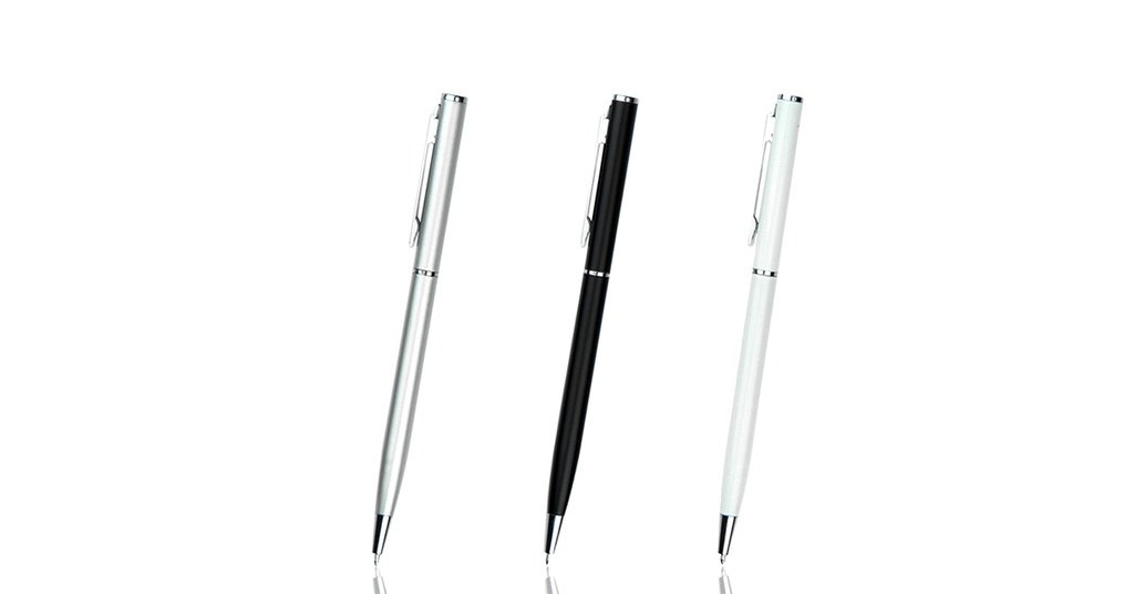 Slim Metal Pen in Silver Black and White