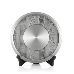 Pewter Plate with Floral Stripe Panels