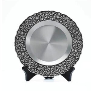 Pewter Plate with Dense Filigree Border