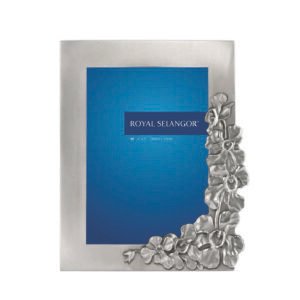 Pewter Photo Frame with Flower Cluster Corner