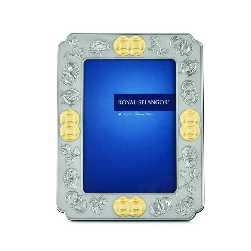 Pewter Photo Frame with Gold-Tone Accents