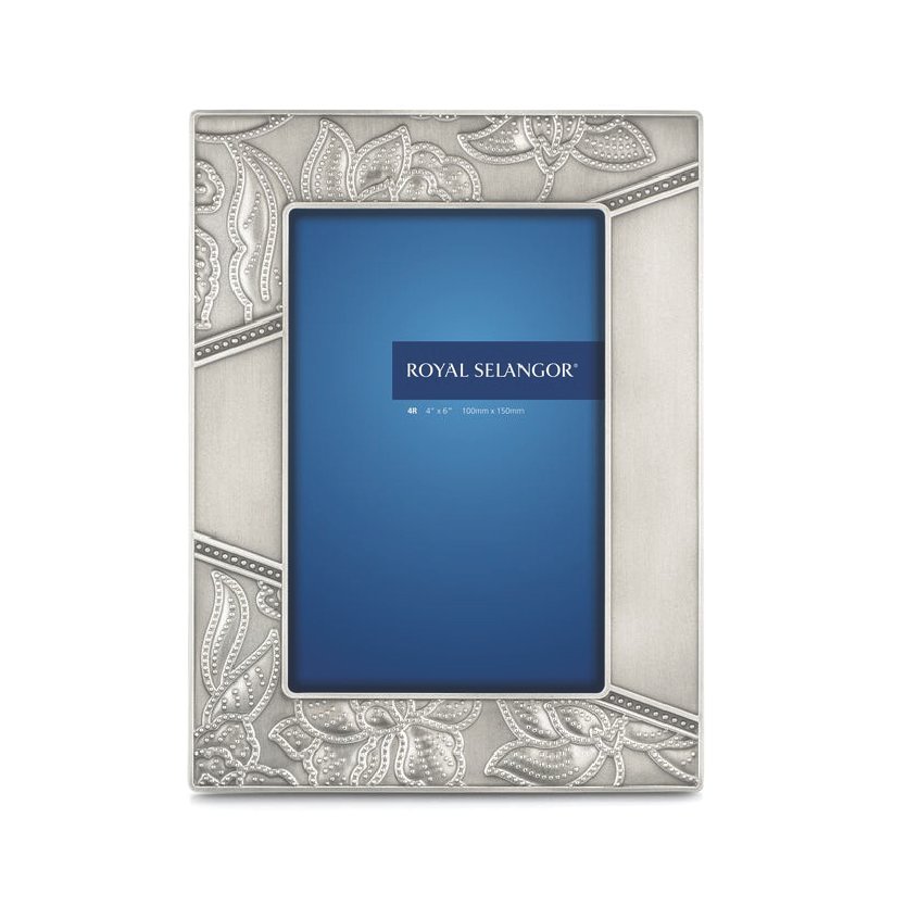 Satin Pewter Frame with Etched Floral Corners