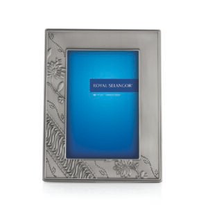 Pewter Photo Frame with Etched Floral Border