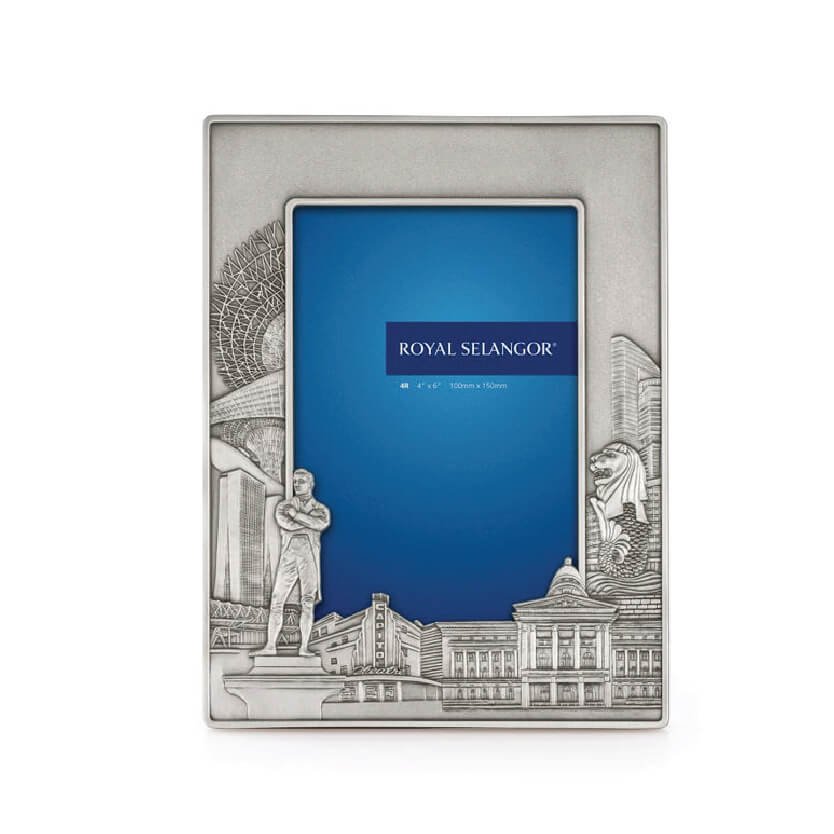 Pewter Photo Frame with Singapore Landmarks
