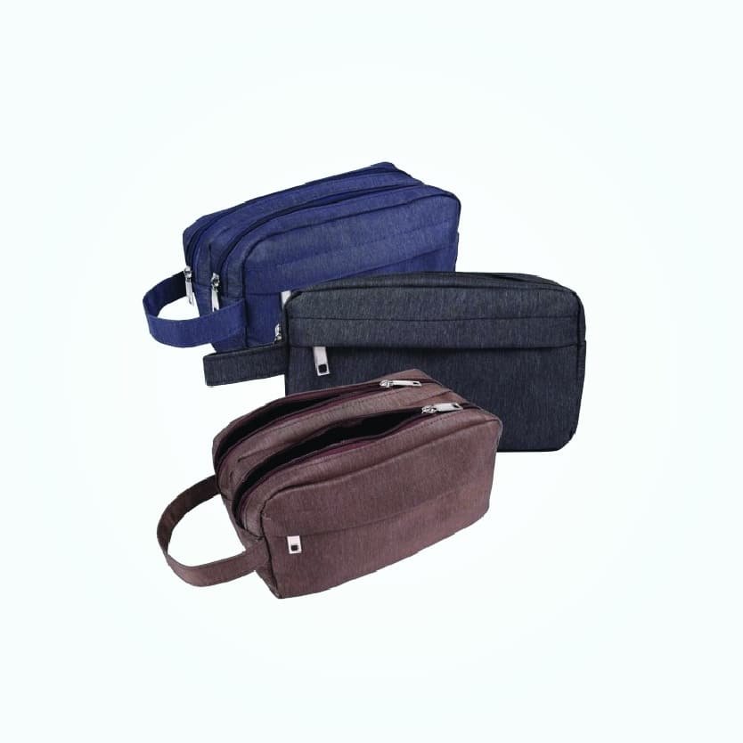 Double-Zip Toiletries Pouch with Wrist Strap