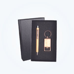 Bamboo Pen and Bottle Opener Keychain Gift Set