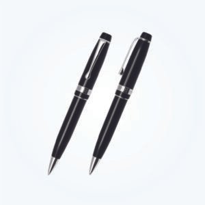 Black Lacquer Ballpoint Pen with Chrome Trim