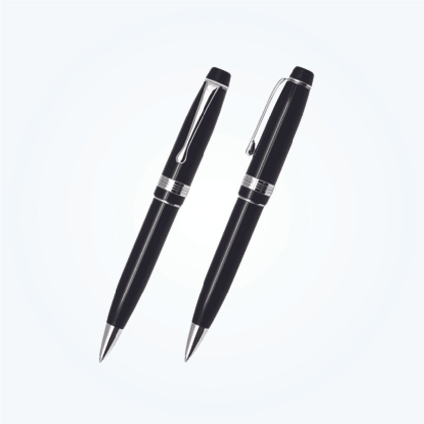 Black Lacquer Ballpoint Pen with Chrome Trim