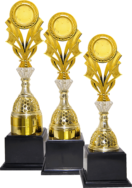 Gold Star Laurel Emblem Trophy Set of Three