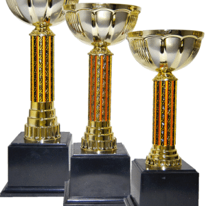 Gold Bowl Trophy with Amber Column Set