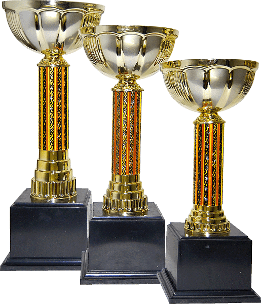 Gold Bowl Trophy with Amber Column Set