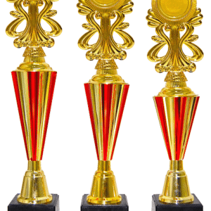 Gold and Red Striped Column Emblem Trophy