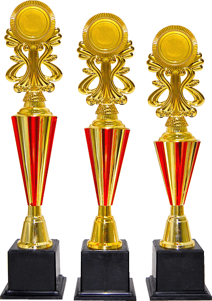 Gold and Red Striped Column Emblem Trophy