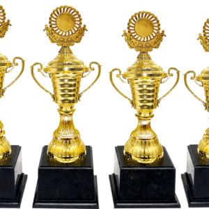 Gold Cup Trophy with Emblem Top Set of Four