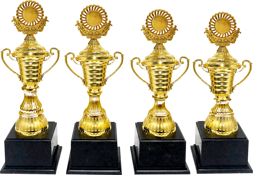 Gold Cup Trophy with Emblem Top Set of Four