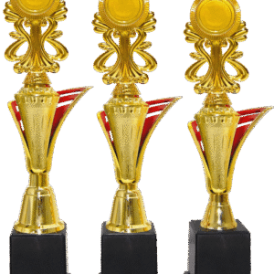 Gold and Red Flame Column Emblem Trophy