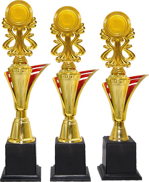 Gold and Red Flame Column Emblem Trophy