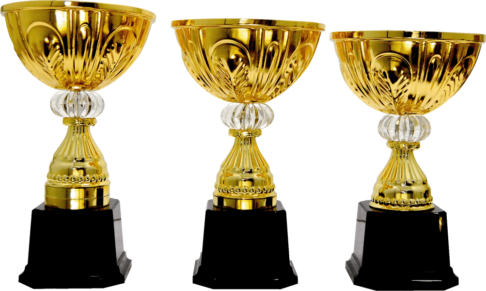 Short Gold Bowl Cup Trophy on Black Base