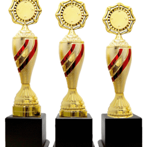 Gold Swirl Column Octagon Emblem Trophy
