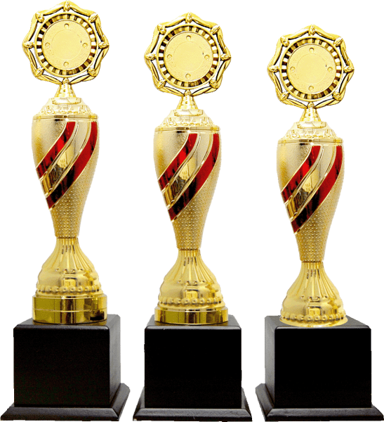 Gold Swirl Column Octagon Emblem Trophy
