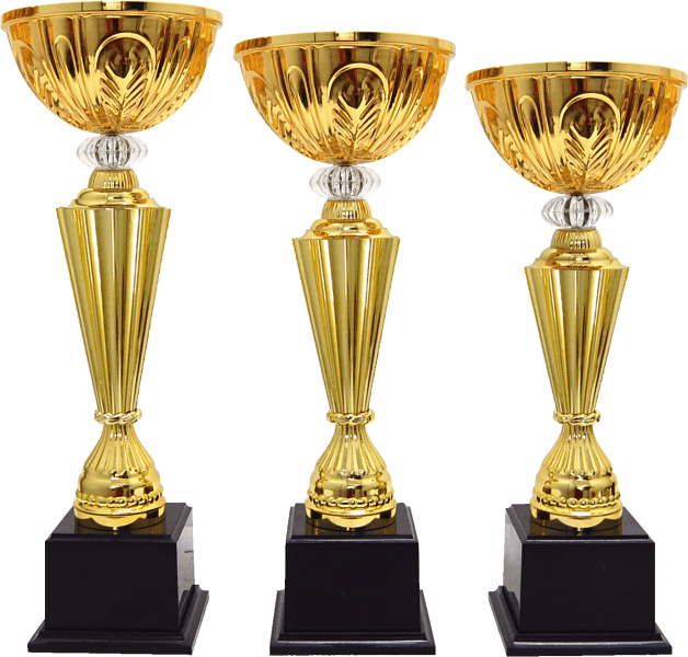 Tall Gold Cone Bowl Trophy Set