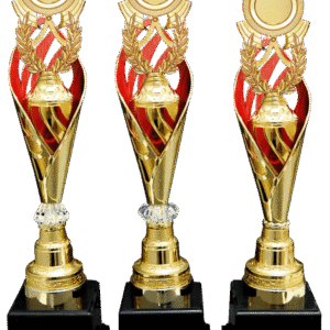 Gold and Red Flame Emblem Trophy Set