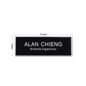 Custom Black Printed Name Tag 75.5 x 25 mm