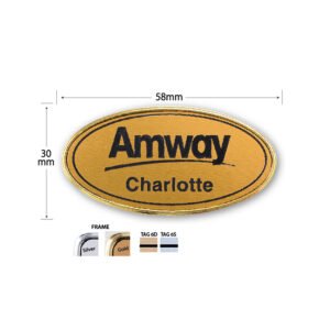 Custom Oval Gold Name Tag 58 x 30 mm
