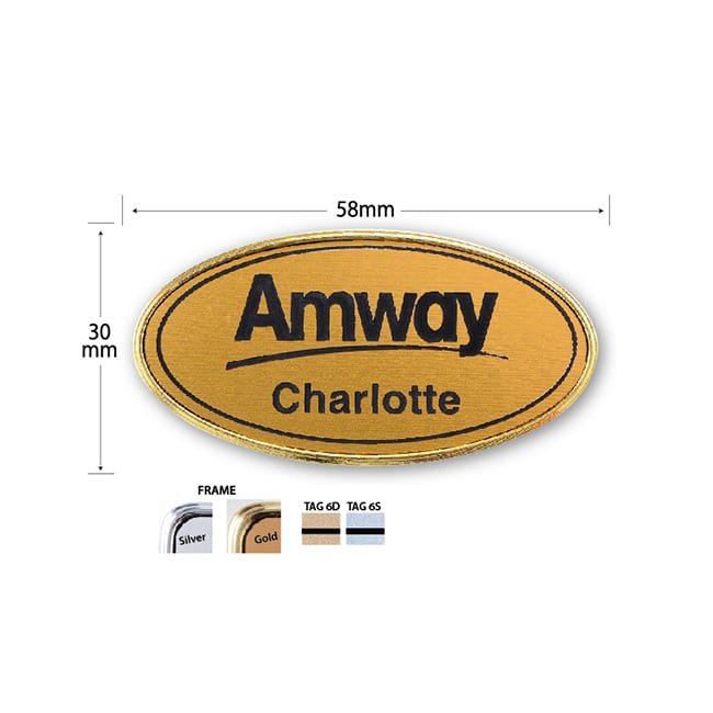 Custom Oval Gold Name Tag 58 x 30 mm