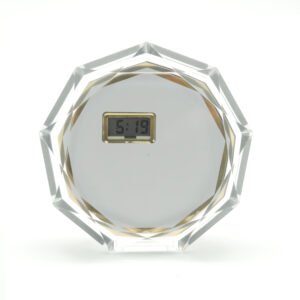 Faceted Crystal Desk Plaque with Digital Clock