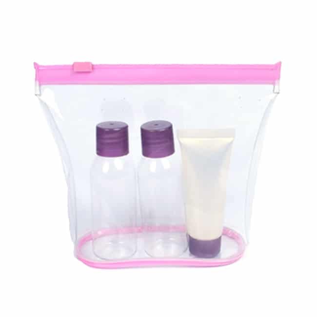 Clear PVC Travel Toiletries Pouch with Bottles
