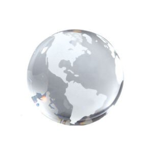 Crystal Globe Paperweight with Frosted Continents