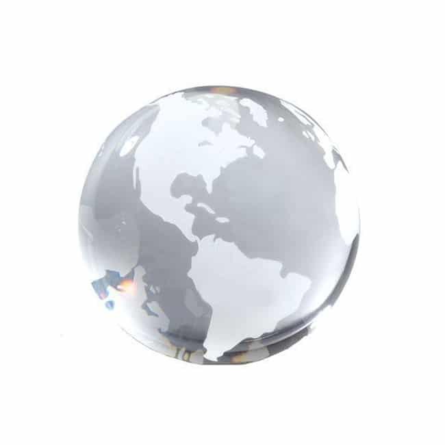 Crystal Globe Paperweight with Frosted Continents