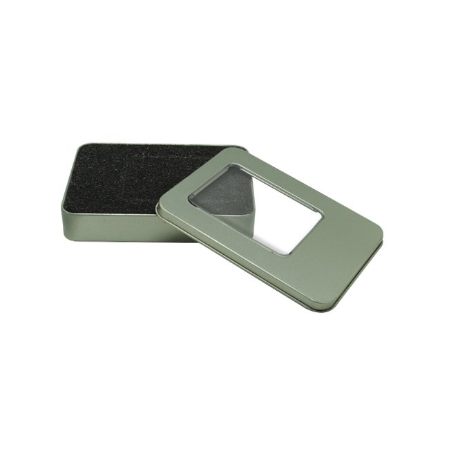 Metal Tin Pen Box with Window Lid