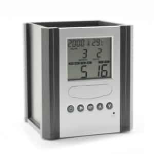 Cylindrical Pen Holder with Digital Clock