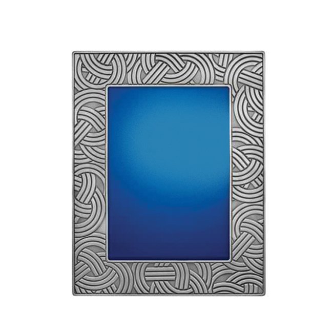 Pewter Photo Frame with Woven Lattice Border